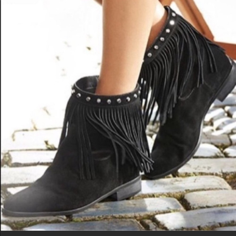 MICHAEL KORS Black Fringe Ankle Booties NWOT